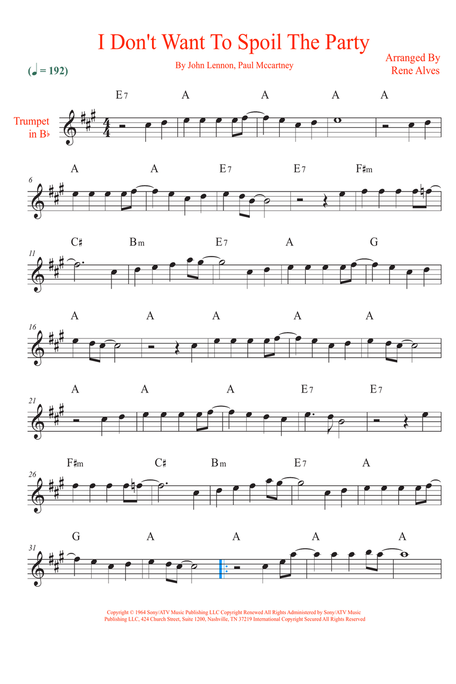 I Don't Want To Spoil The Party B-Flat Trumpet scores gallery preview page 1