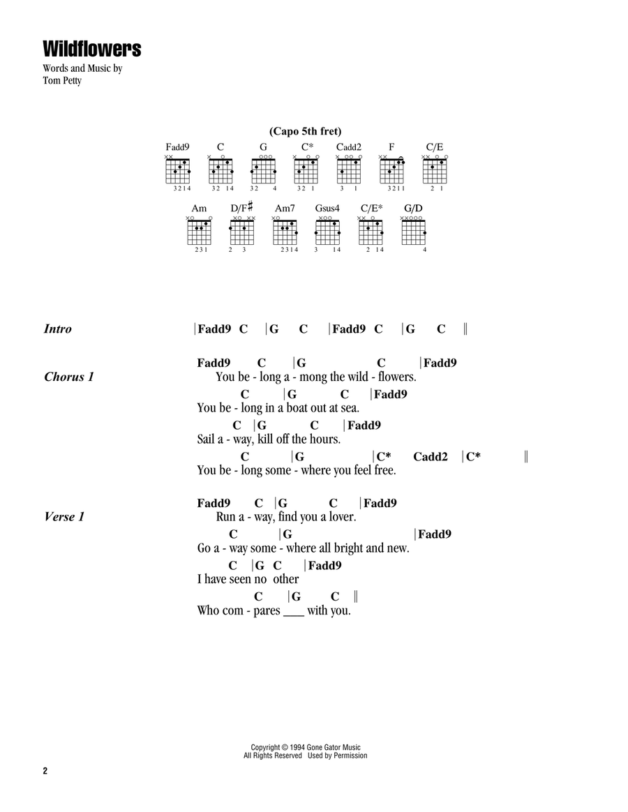 Wildflowers Acoustic Guitar scores gallery preview page 1
