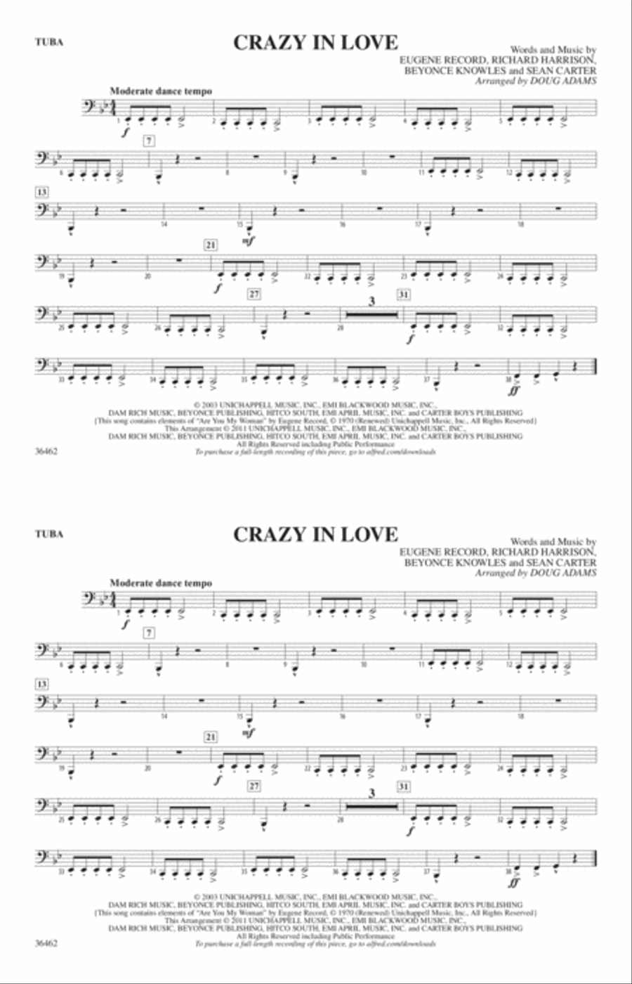 Crazy In Love: Tuba Marching Band scores gallery preview page 1