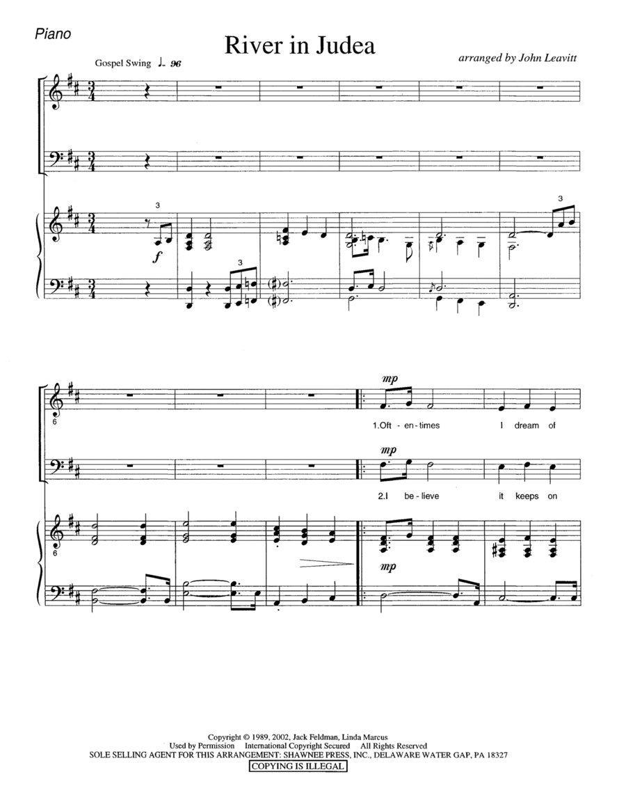 River in Judea - Piano River in Judea - Piano Choir scores gallery preview page 1