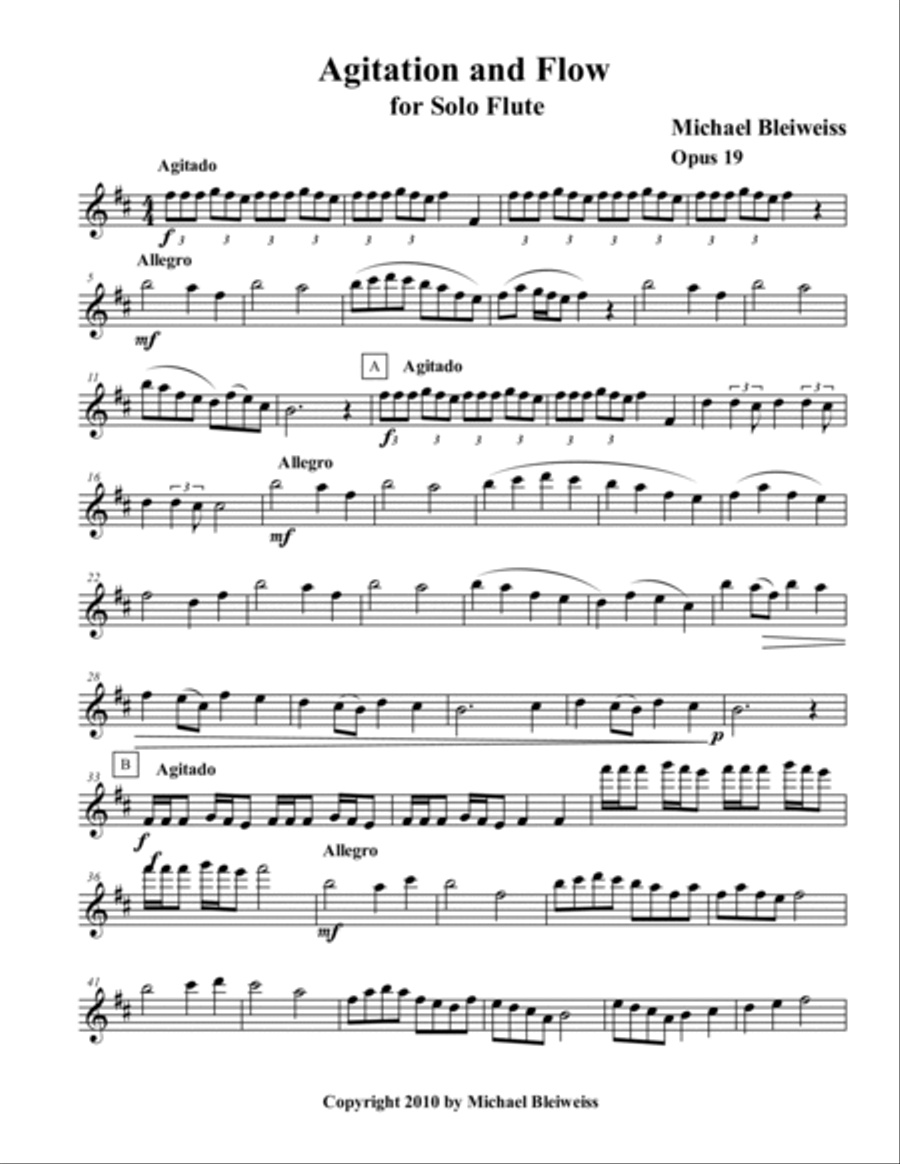 Agitation & Flow for Solo Flute Chamber Music scores gallery preview page 2
