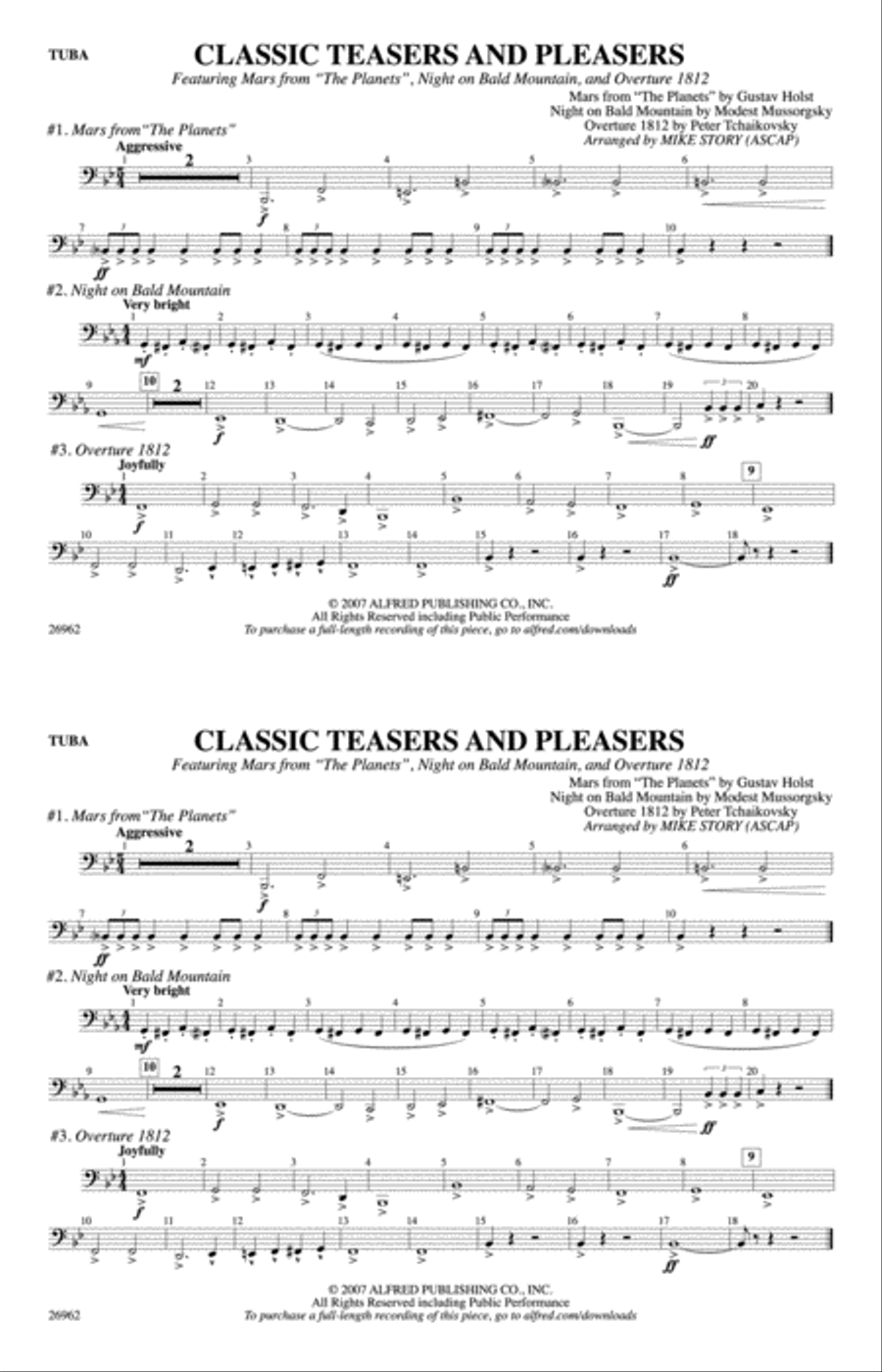 Classic Teasers and Pleasers: Tuba Marching Band scores gallery preview page 1