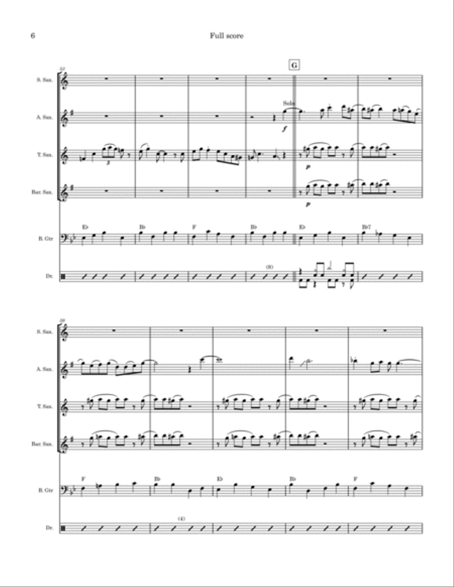 Hawaiian War Chant (ta-hu-wa-hu-wai) Saxophone Quartet scores gallery preview page 6
