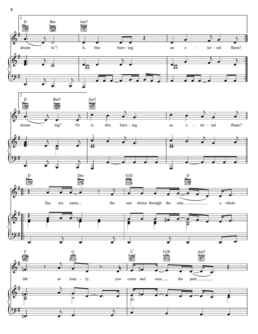 Eternal Flame Piano, Vocal, Guitar scores gallery preview page 2