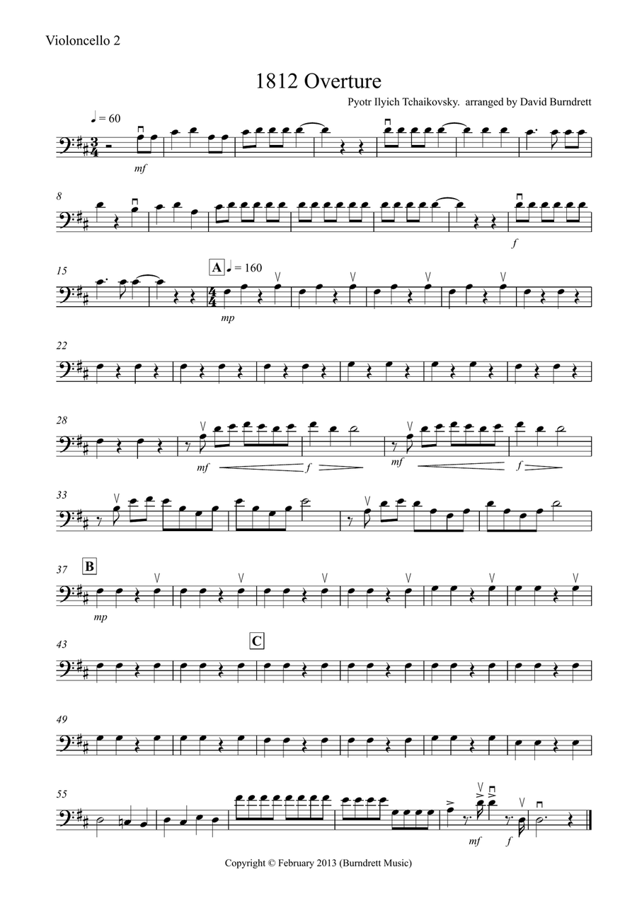 1812 Overture for Cello Quartet Cello Solo scores gallery preview page 5