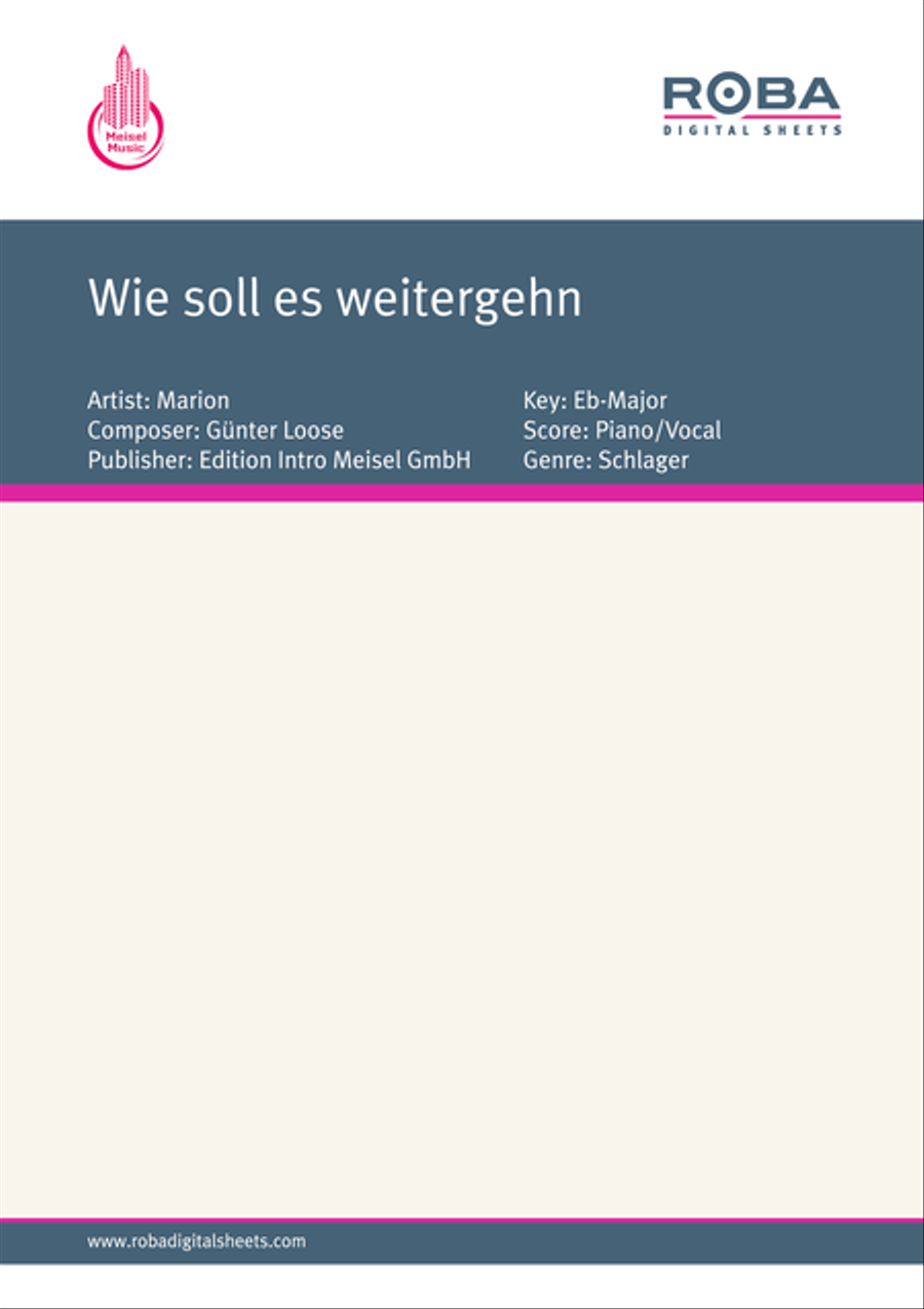Wie soll es weitergehn Wie soll es weitergehn Piano, Vocal scores gallery preview page 1
