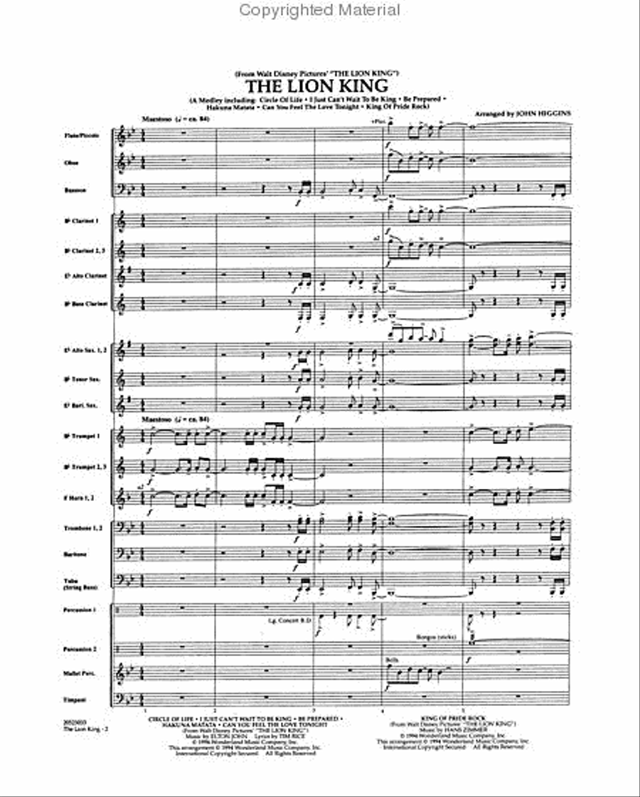 The Lion King The Lion King Concert Band scores gallery preview page 2