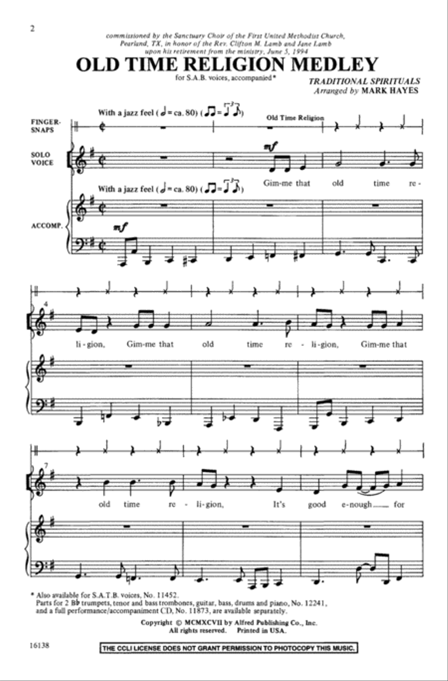 Old Time Religion Medley 3-Part scores gallery preview page 2