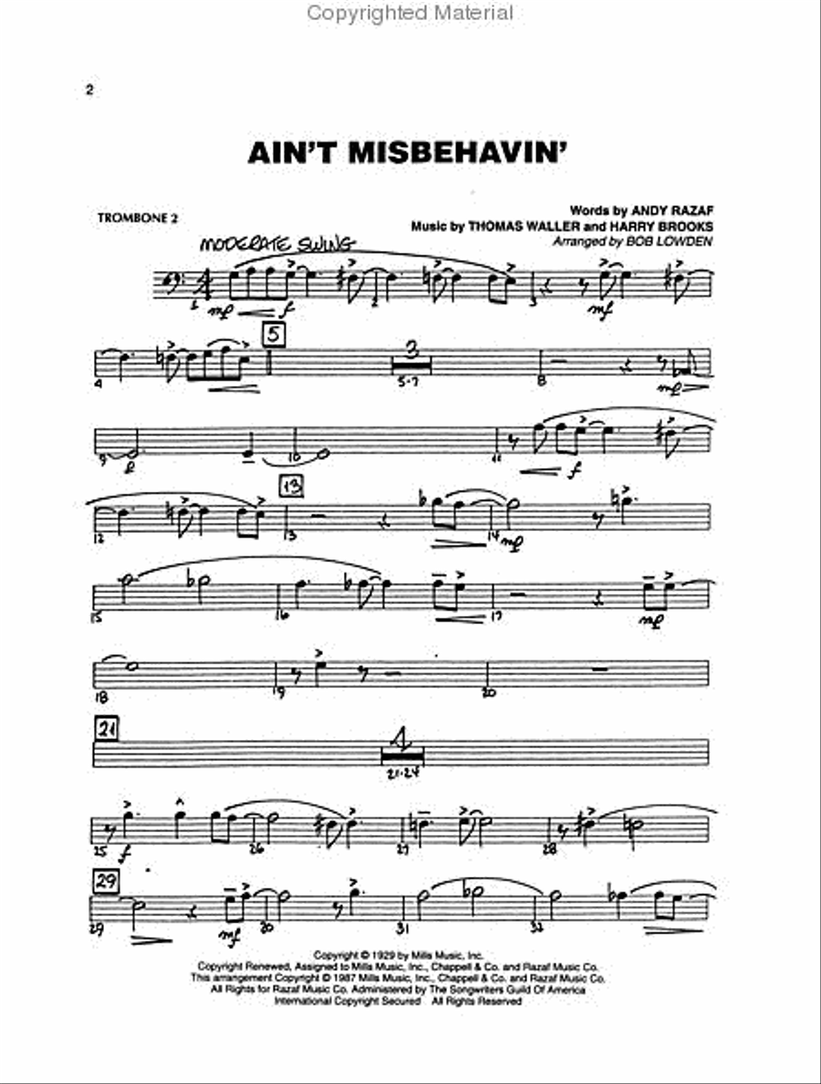 Easy Jazz Favorites – Trombone 2 Jazz Ensemble scores gallery preview page 2