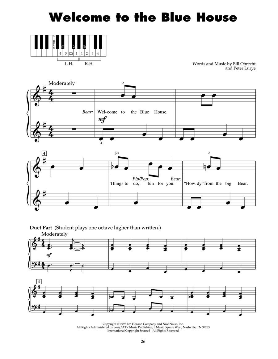 Welcome To The Blue House (from Bear In The Big Blue House) Piano scores gallery preview page 1