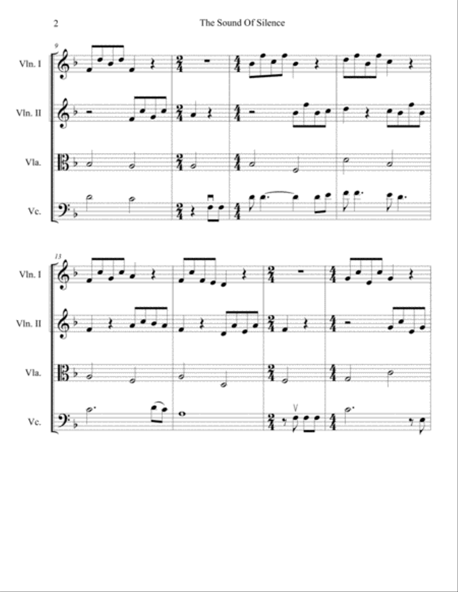 The Sound Of Silence The Sound Of Silence String Quartet scores gallery preview page 3