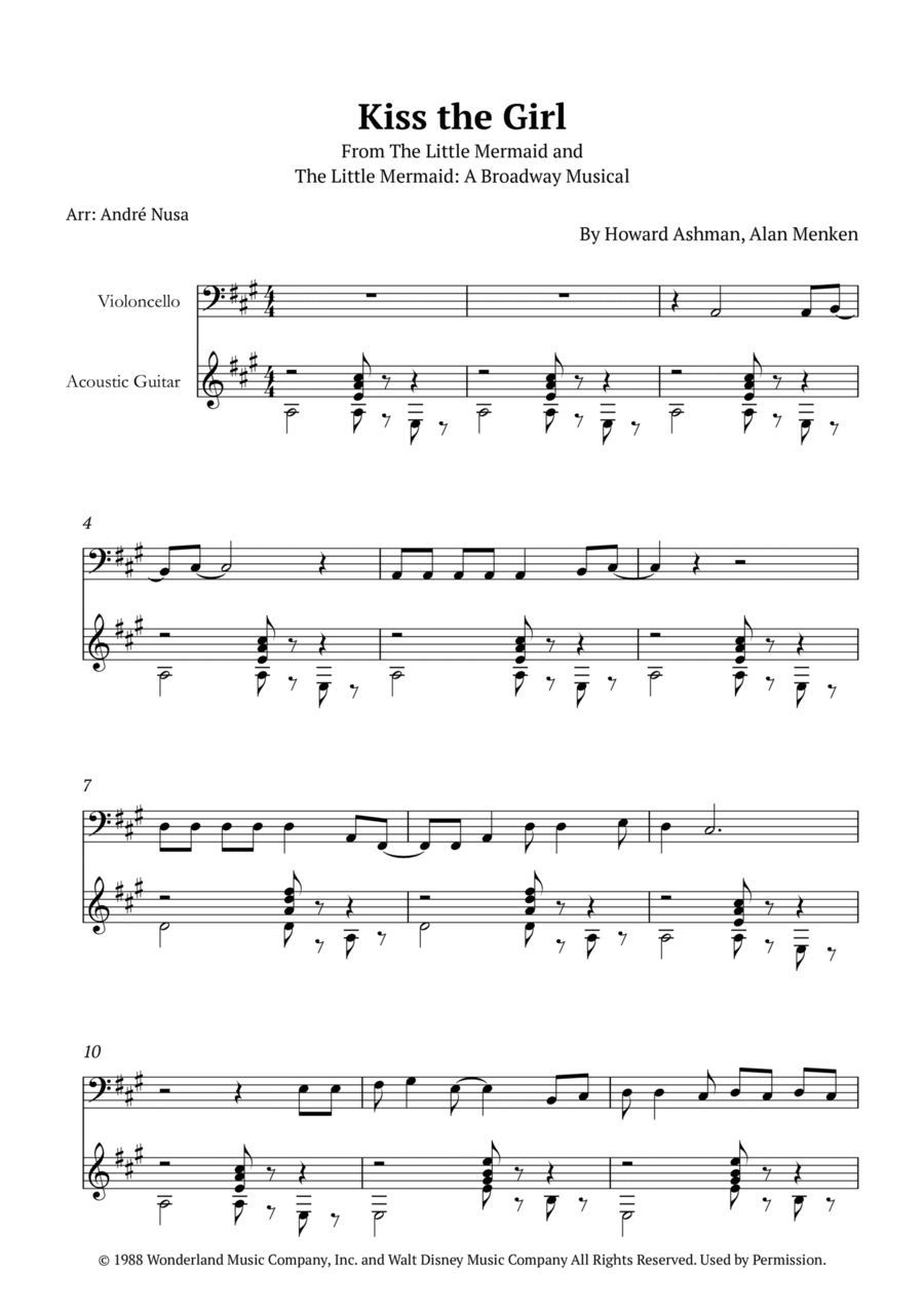 Kiss The Girl String Duet scores gallery preview page 1