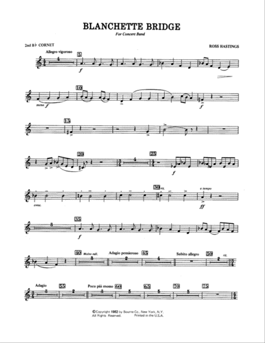 Blanchette Bridge - 2nd Bb Cornet Concert Band scores gallery preview page 1