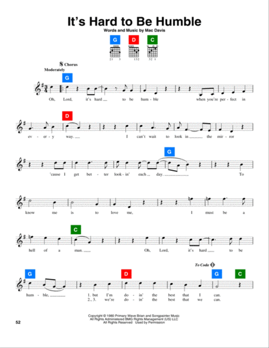 It's Hard To Be Humble It's Hard To Be Humble School and Community scores gallery preview page 1