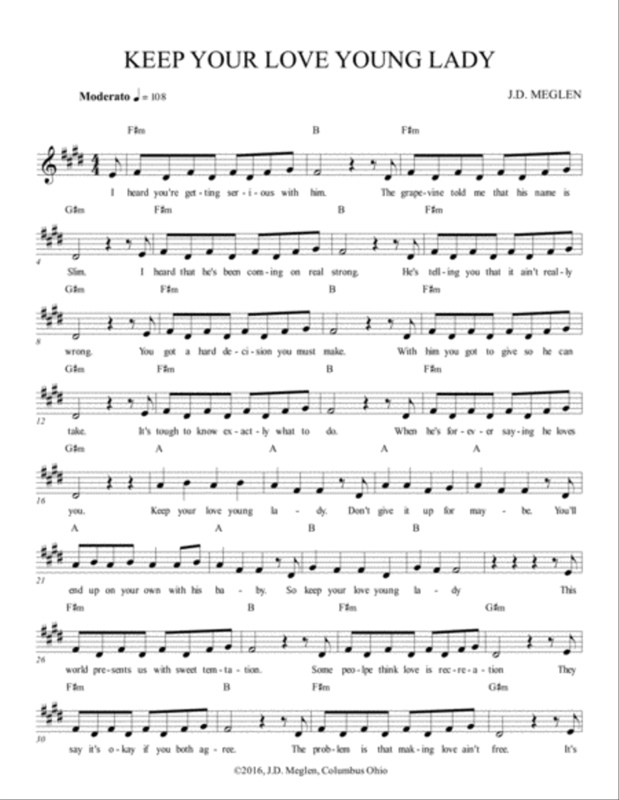 KEEP YOUR LOVE YOUNG LADY Voice scores gallery preview page 1