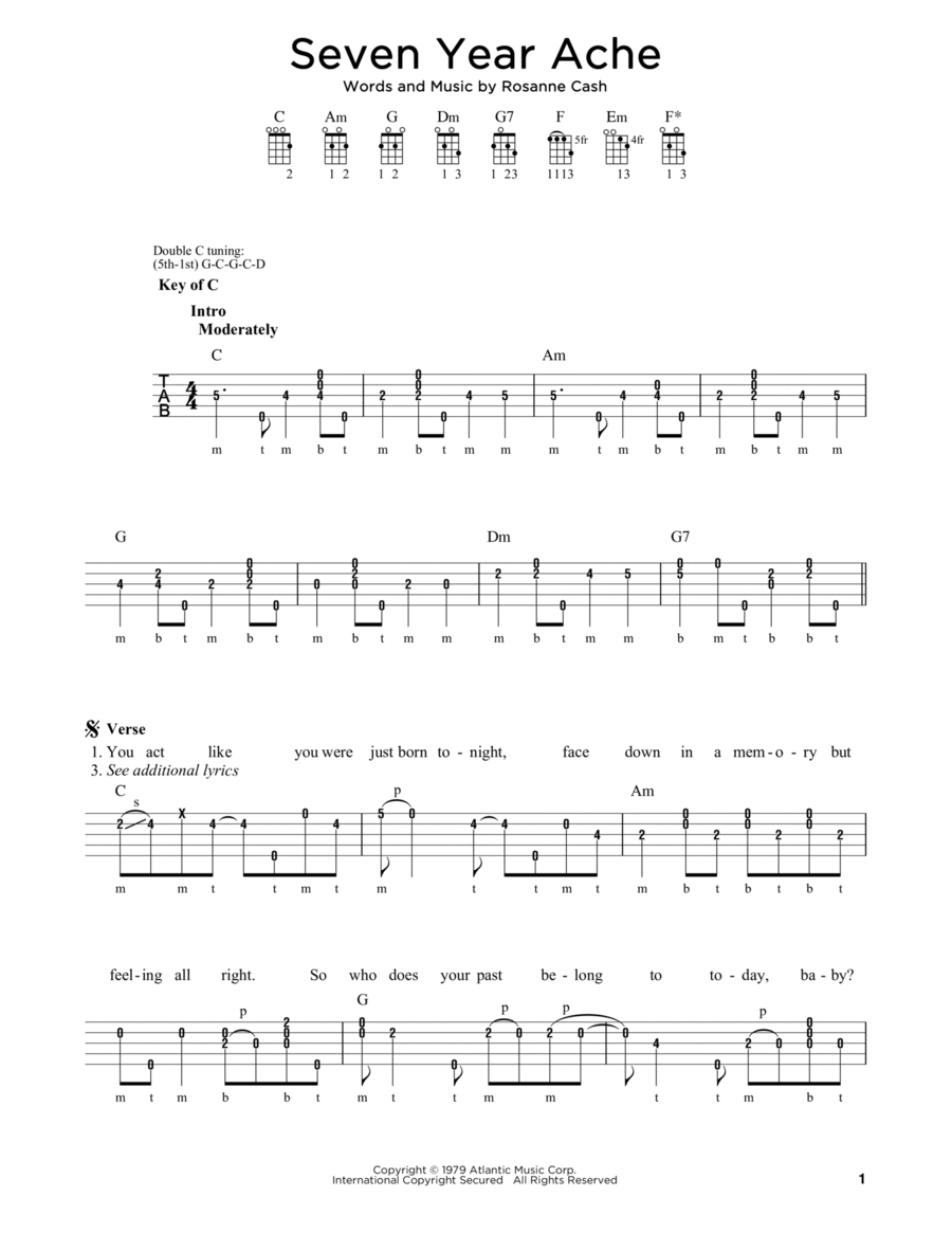 Seven Year Ache Seven Year Ache Banjo scores gallery preview page 1