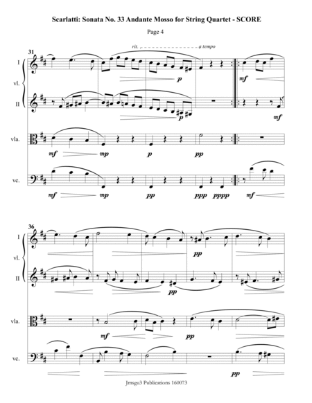 Scarlatti: Andante mosso for String Quartet image number null