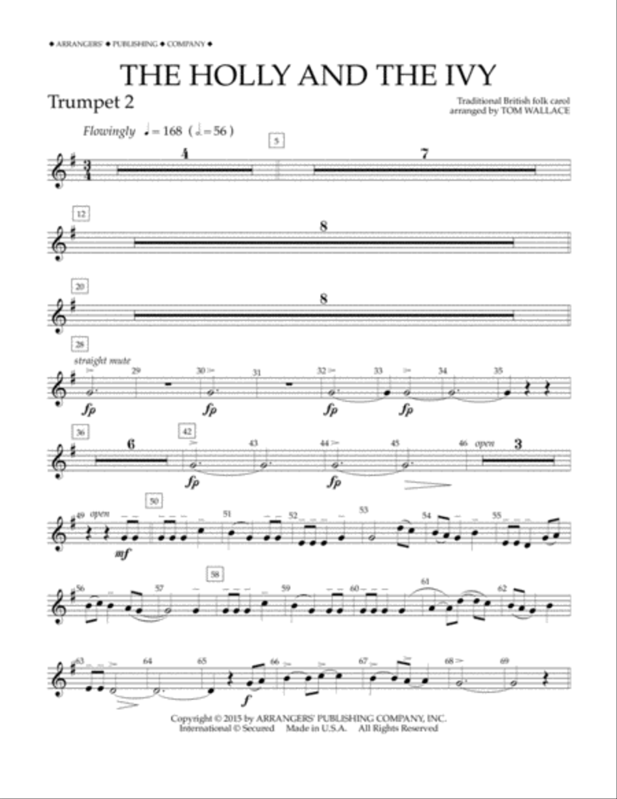 The Holly and the Ivy - Bb Trumpet 2 Concert Band scores gallery preview page 1