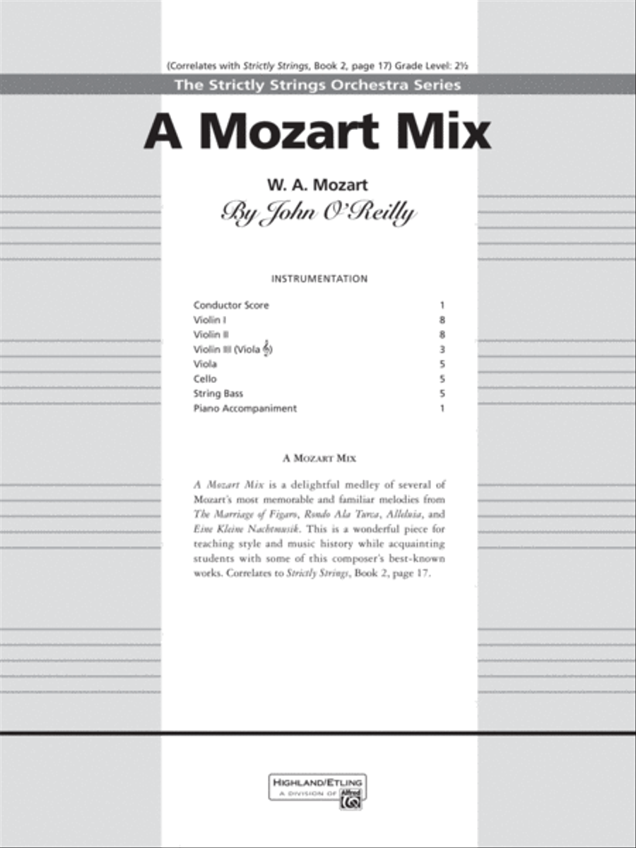A Mozart Mix: Score String Orchestra scores gallery preview page 1