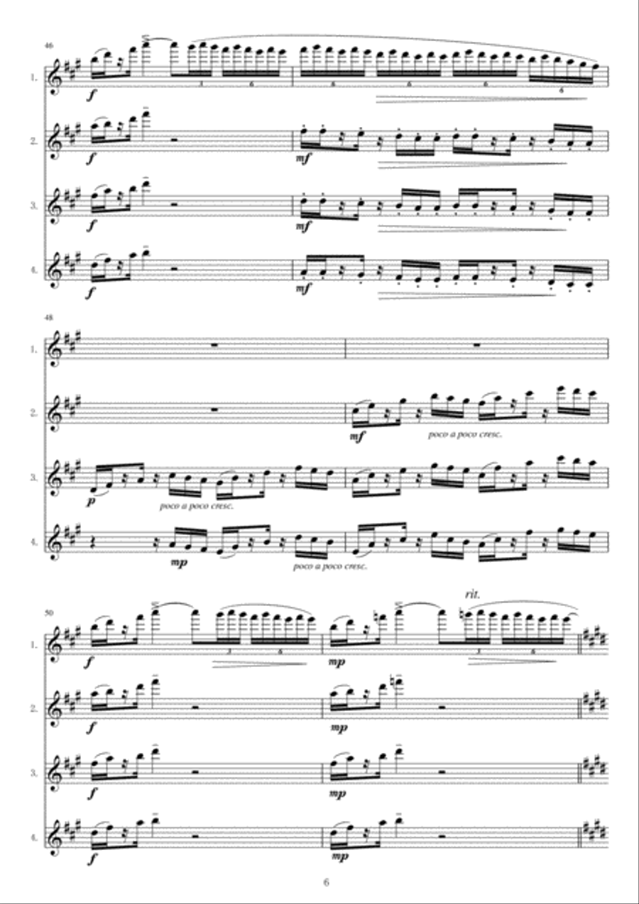 <Flute Qartet> Arabesque No.1 in tropical style Woodwind Quartet scores gallery preview page 6