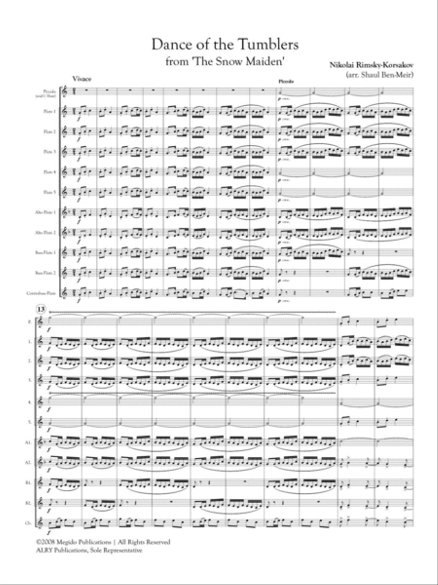 Dance of the Tumblers from The Snow Maiden for Flute Orchestra Flute Choir scores gallery preview page 2