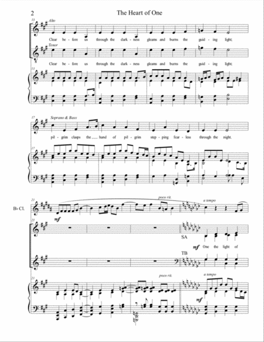 The Heart of One (SATB/piano/clarinet) - Brenda Portman 4-Part scores gallery preview page 2