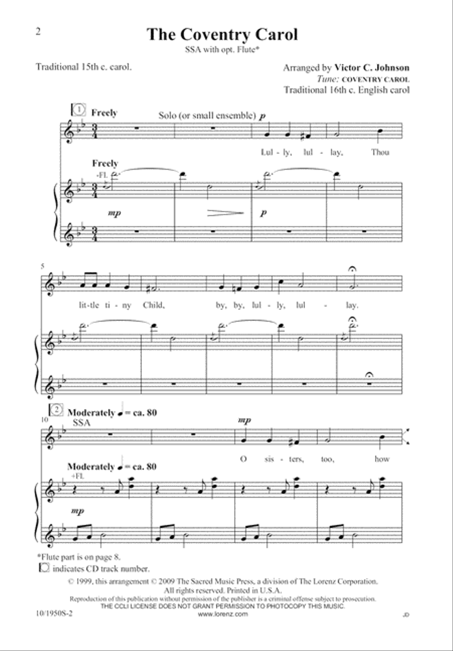 The Coventry Carol SSA scores gallery preview page 2