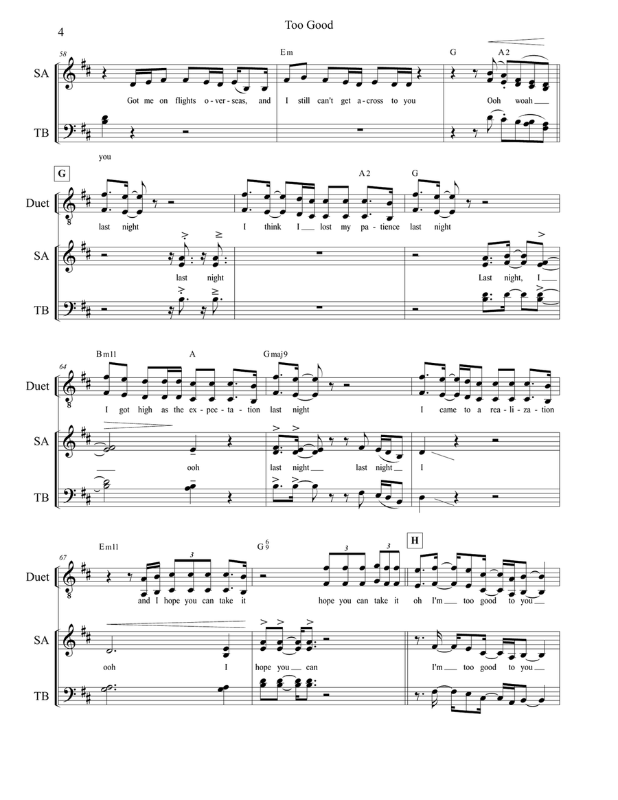 Too Good Divisi scores gallery preview page 4