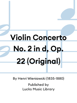 Book cover for Violin Concerto No. 2 in d, Op. 22 (Original)