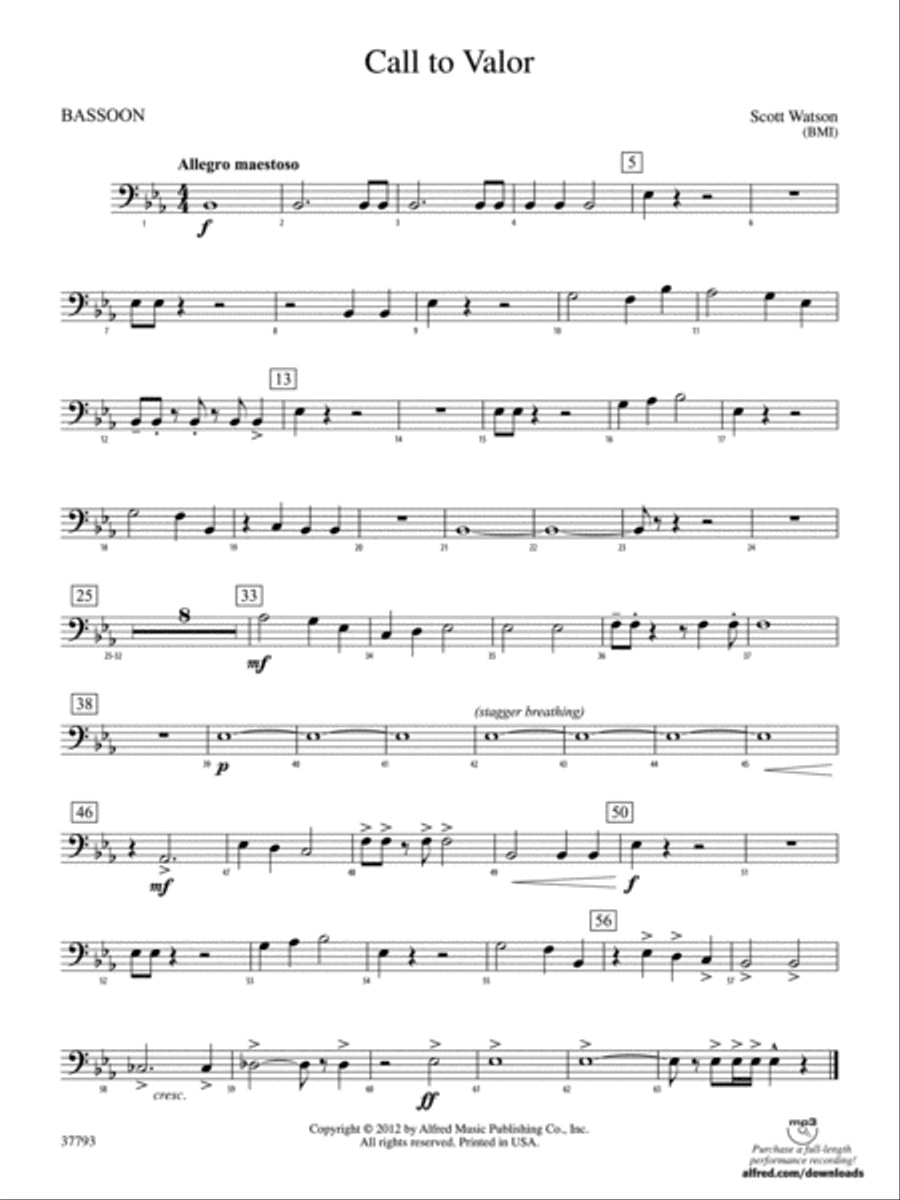 Call to Valor: Bassoon Concert Band scores gallery preview page 1