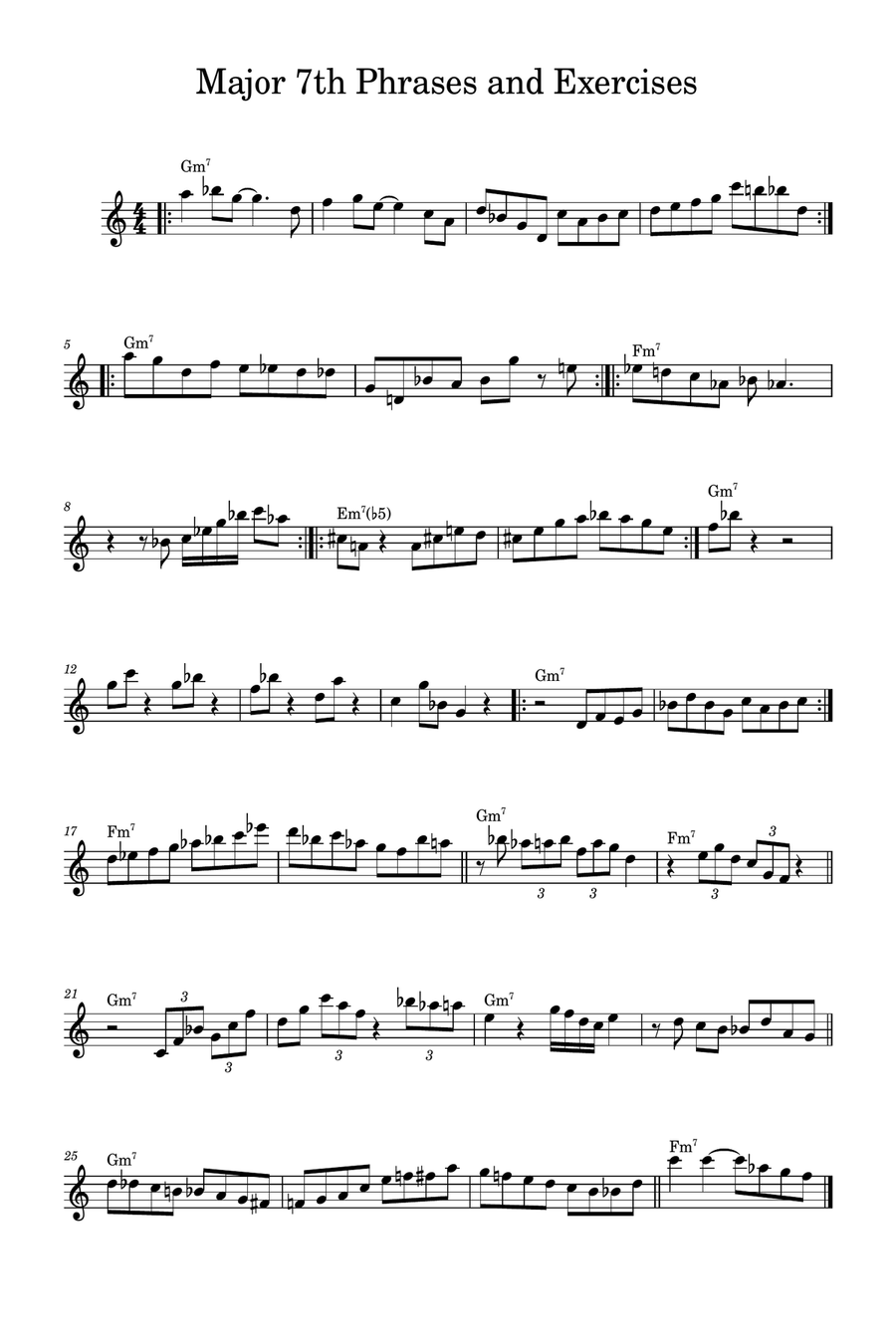 Major 7th phrases and Exercises Alto Saxophone scores gallery preview page 1
