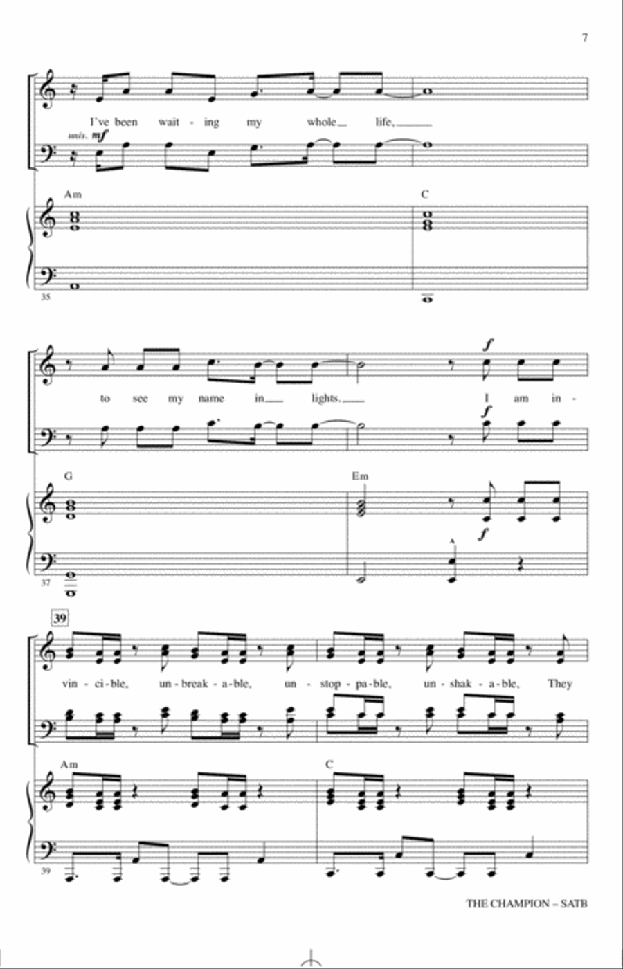 The Champion (feat. Ludacris) (arr. Mac Huff) 4-Part scores gallery preview page 6