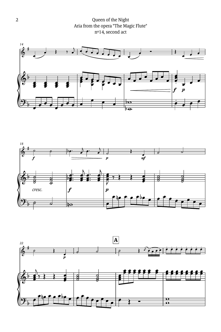 Queen of the Night - for solo euphonium (with piano) Chamber Music scores gallery preview page 2