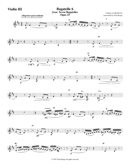 Bagatelle 6 for String Orchestra - Violin 3 part
