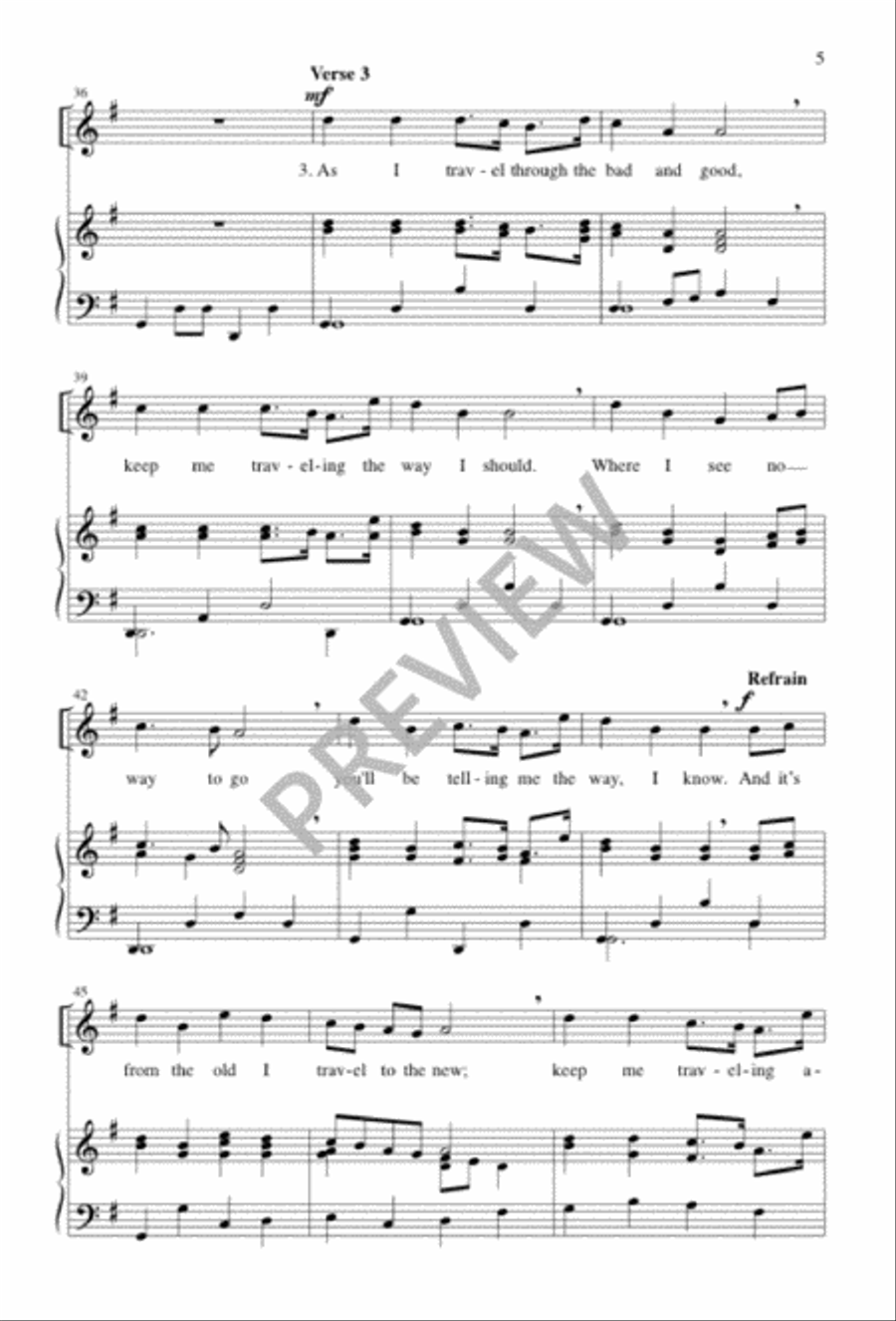 One More Step along the World I Go Unison Choir scores gallery preview page 5