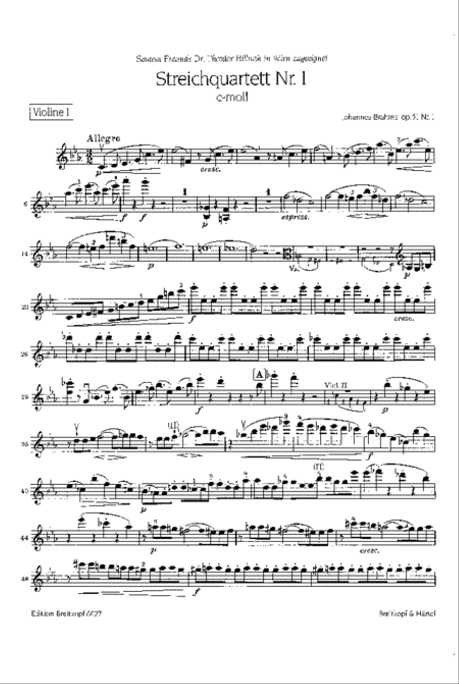 String Quartet No. 1 in C minor Op. 51/1 String Quartet scores gallery preview page 2