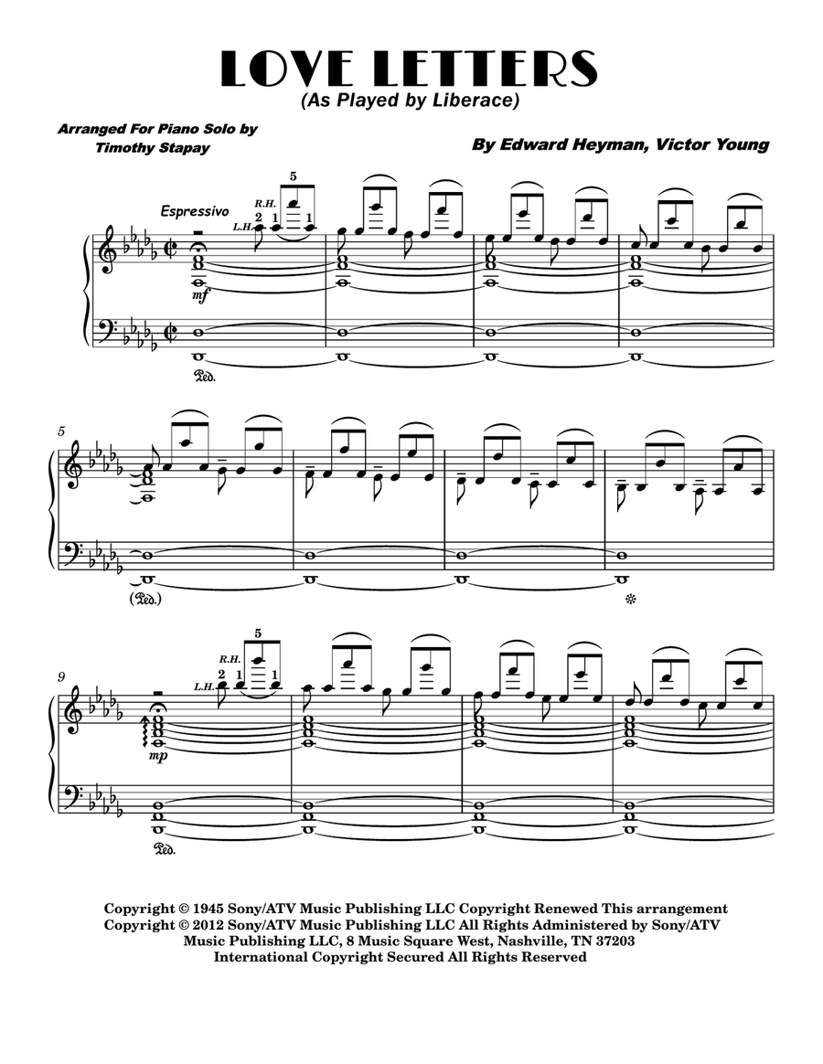 Love Letters Piano Solo scores gallery preview page 1