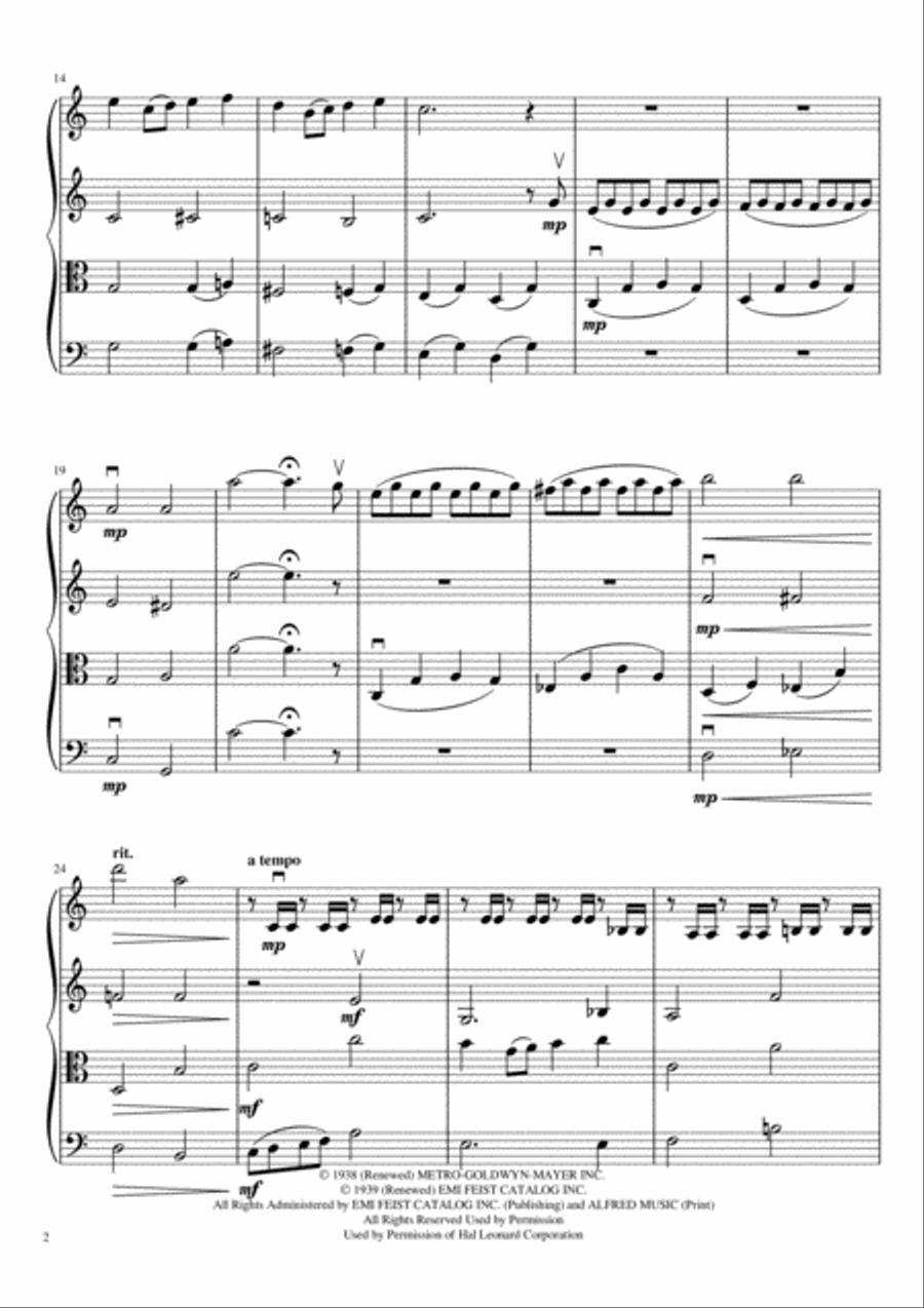 Over The Rainbow (from The Wizard Of Oz) String Quartet scores gallery preview page 3
