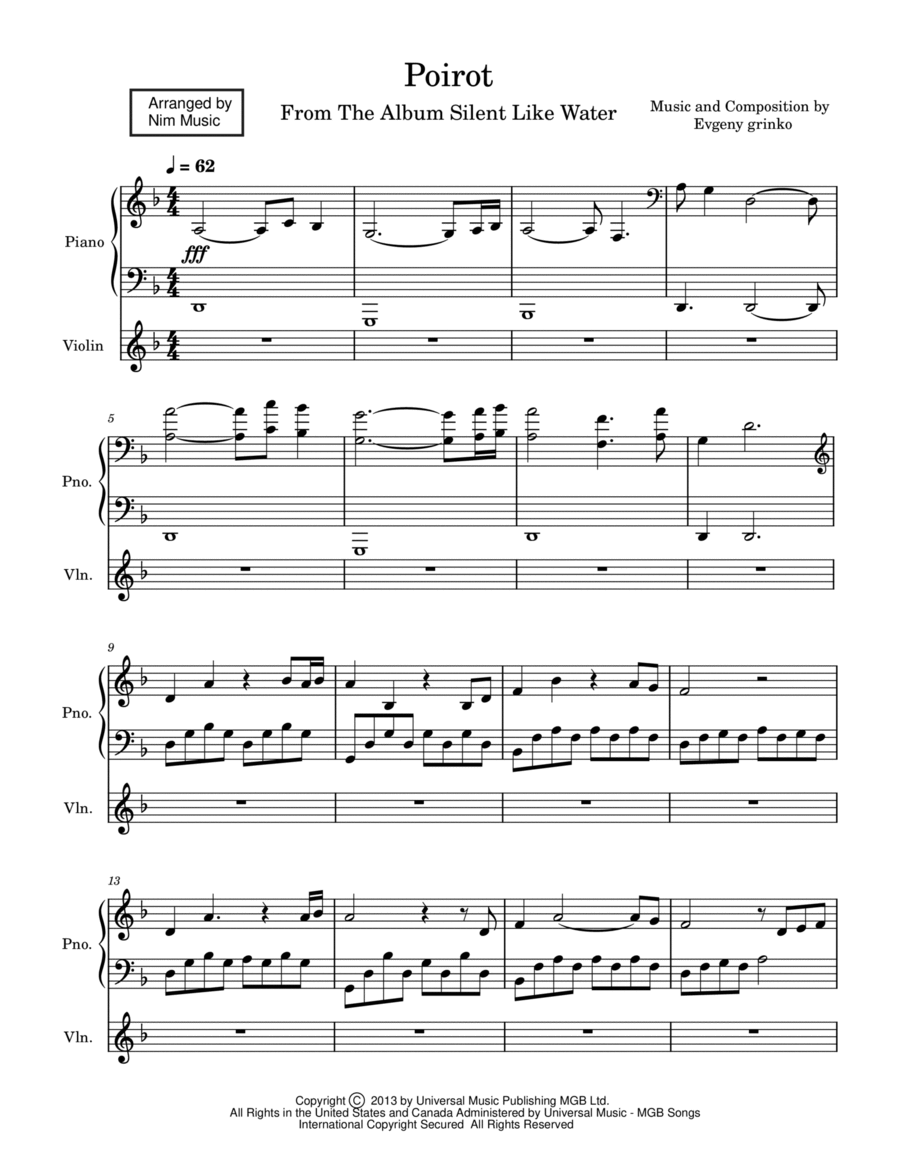 Poirot Piano Solo scores gallery preview page 1