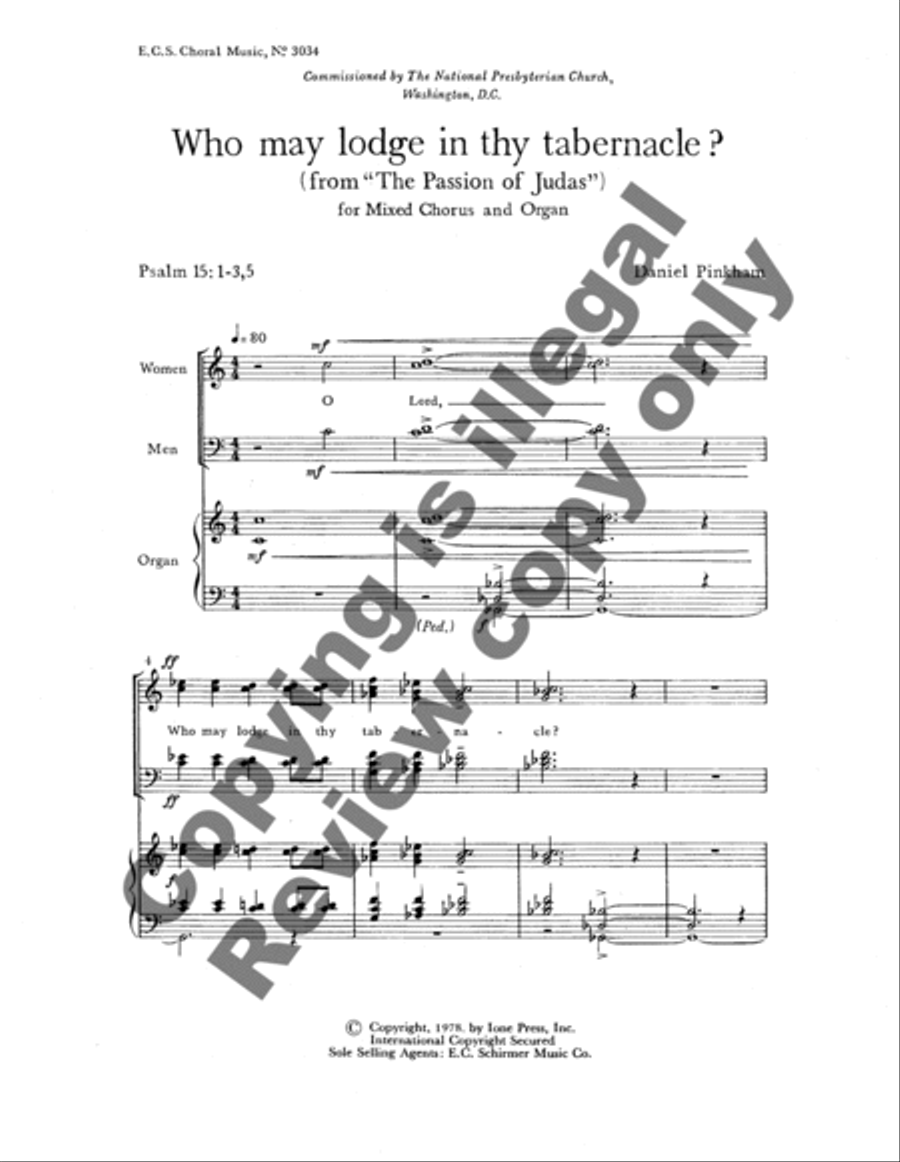 The Passion of Judas: Who May Lodge in thy Tabernacle? 4-Part scores gallery preview page 4