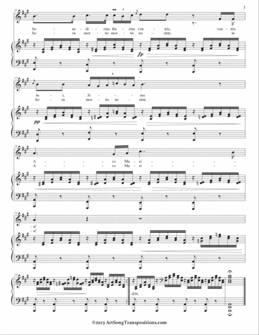 SCHUBERT: Ave Maria, D. 839 (transposed to A major and A-flat major) Voice scores gallery preview page 4