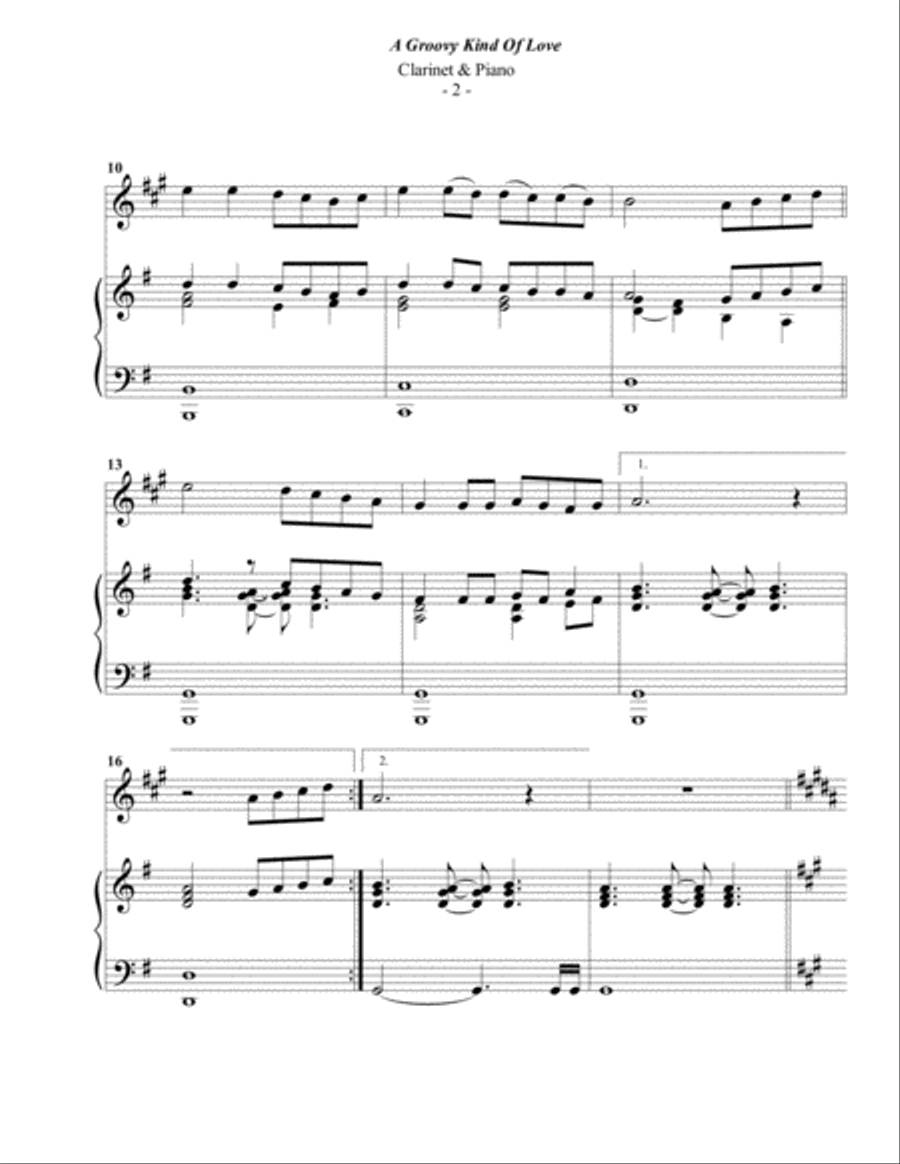 A Groovy Kind Of Love B-Flat Clarinet scores gallery preview page 2