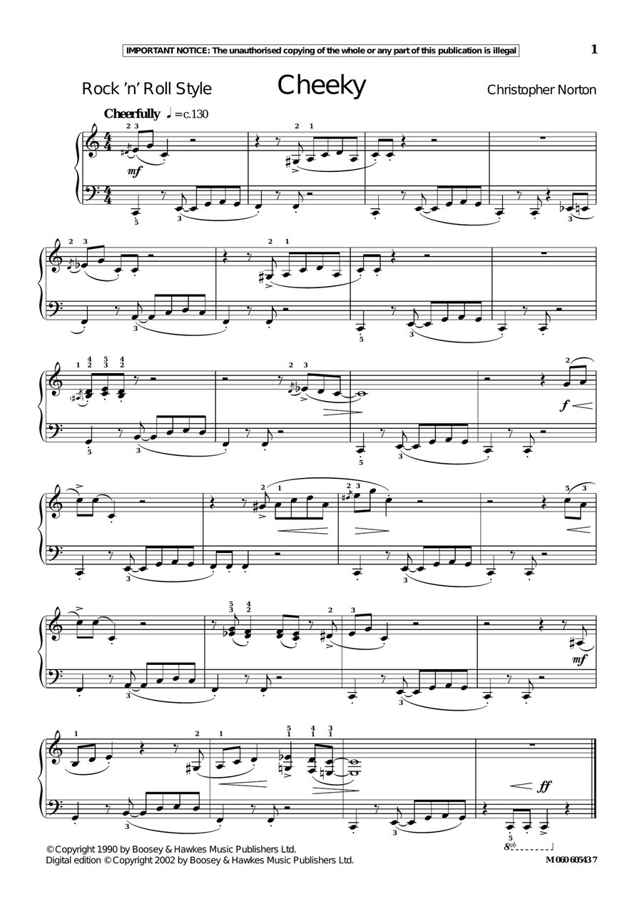 Cheeky Piano Solo scores gallery preview page 1