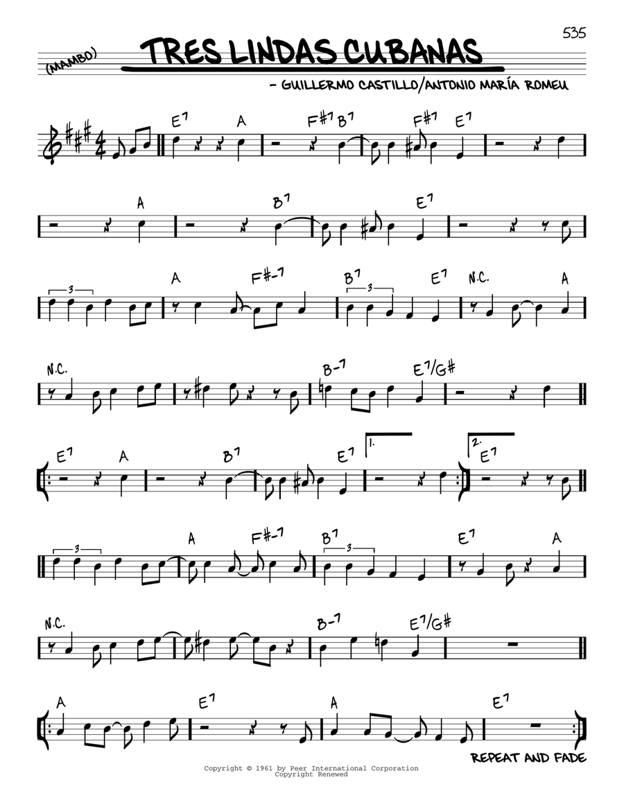 Tres Lindas Cubanas Piano scores gallery preview page 1