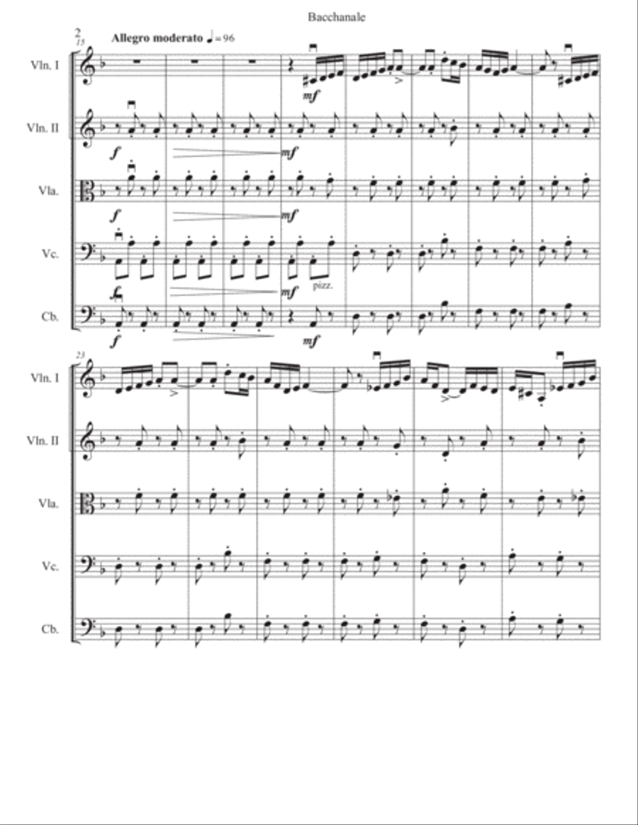 Bacchanale from Samson and Delilah String Orchestra scores gallery preview page 3