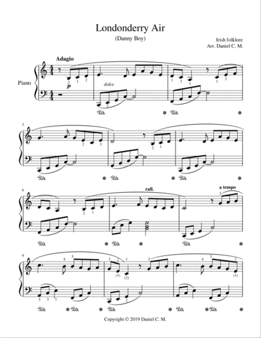 Danny Boy for piano (easy) Easy Piano scores gallery preview page 1