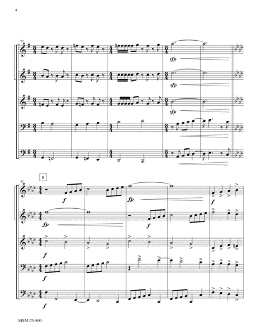 The God of Abraham Praise Brass Quintet scores gallery preview page 4