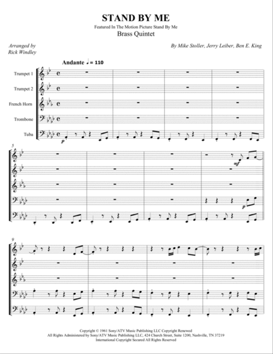 Stand By Me Brass Quintet scores gallery preview page 2