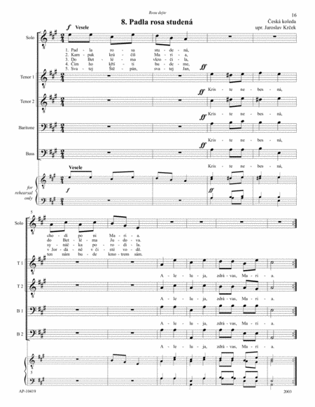 Rosu dejte - 8 Czech Carols - TTBB choir, a cappella