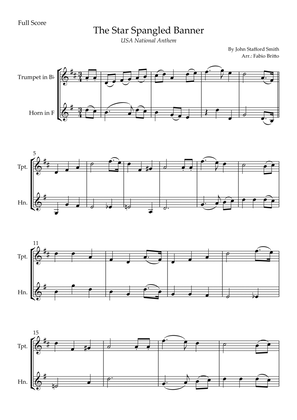 The Star Spangled Banner (USA National Anthem) for Trumpet in Bb & Horn in F Duo